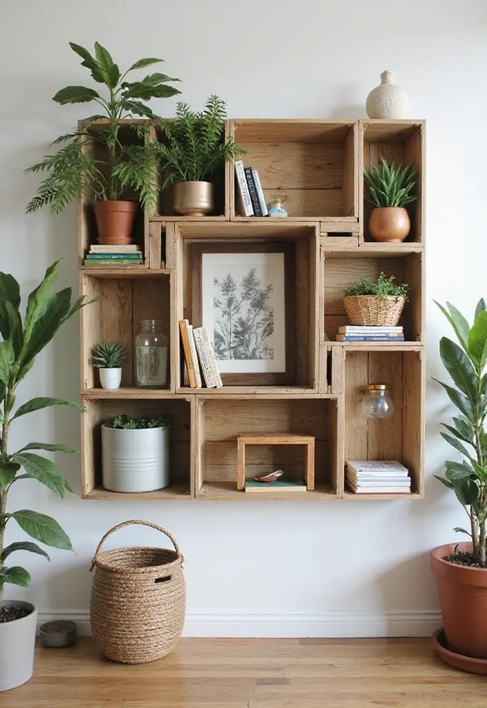 27 Cute DIY Room Decor Easy Crafts Ideas for a Personal Touch - 5. Upcycled Wooden Crate Shelves
