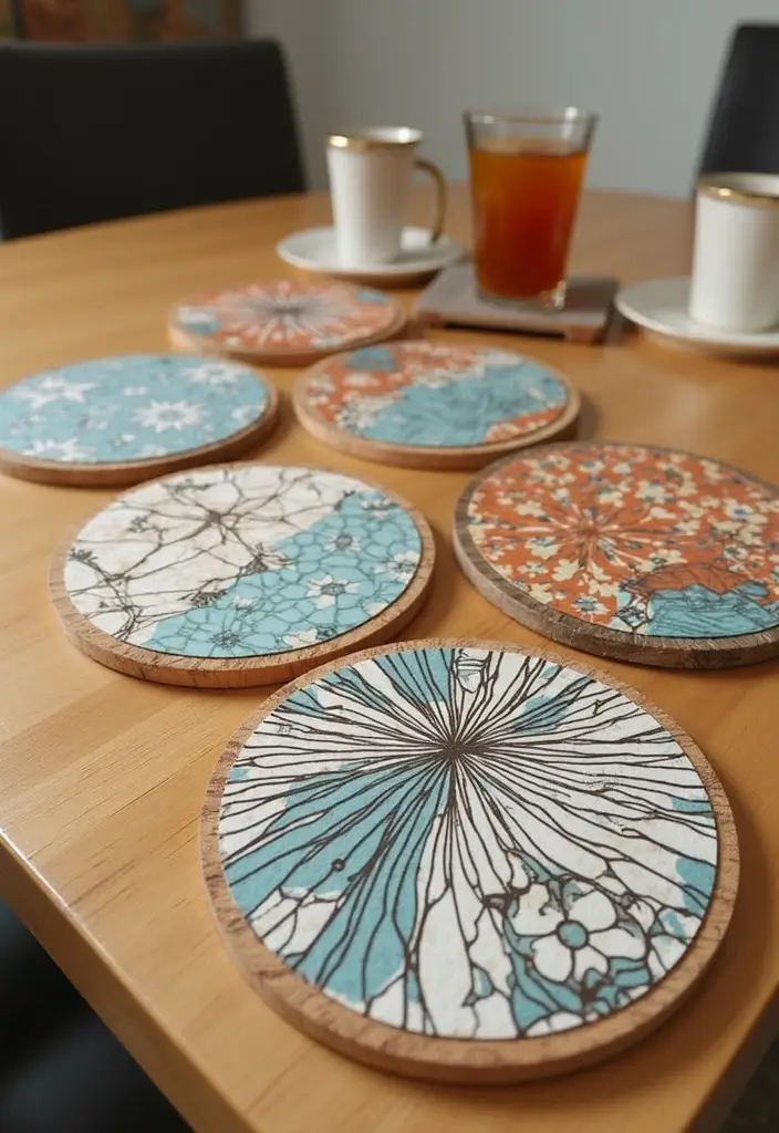 27 DIY Crafts for Home Decor Creative Projects for Any Season - 23. DIY Coasters from Upcycled Materials