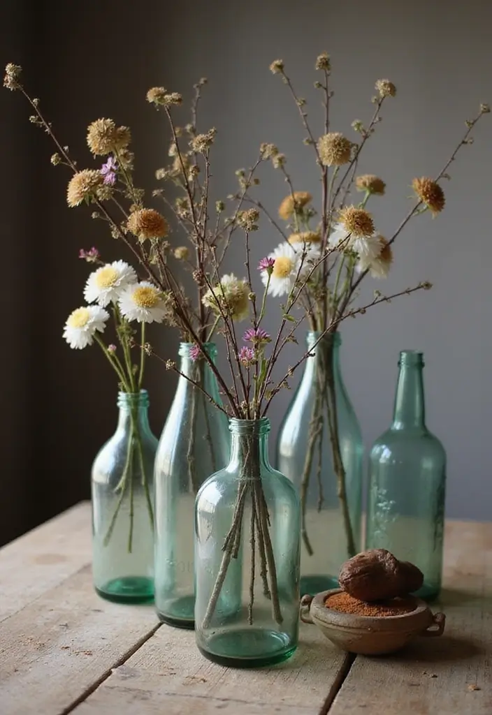 27 DIY Home Decor Projects: Creative Ideas for Stylish Homes - 26. Vintage Glass Bottle Vases