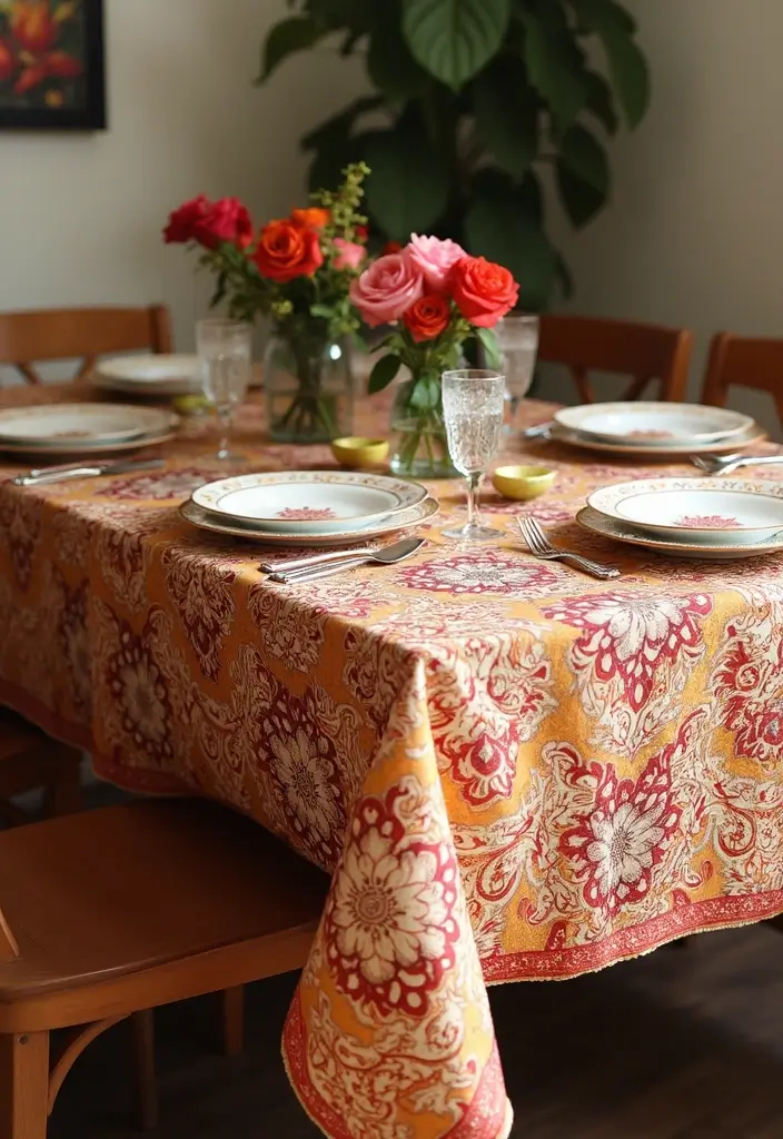 27 DIY Mehendi Decor Ideas at Home for Festive Celebrations - 1. Mehendi-Patterned Table Covers