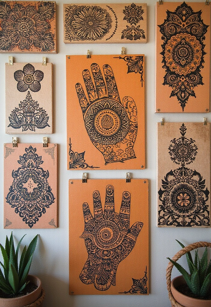 27 DIY Mehendi Decor Ideas at Home for Festive Celebrations - 12. Mehendi Themed Wall Art
