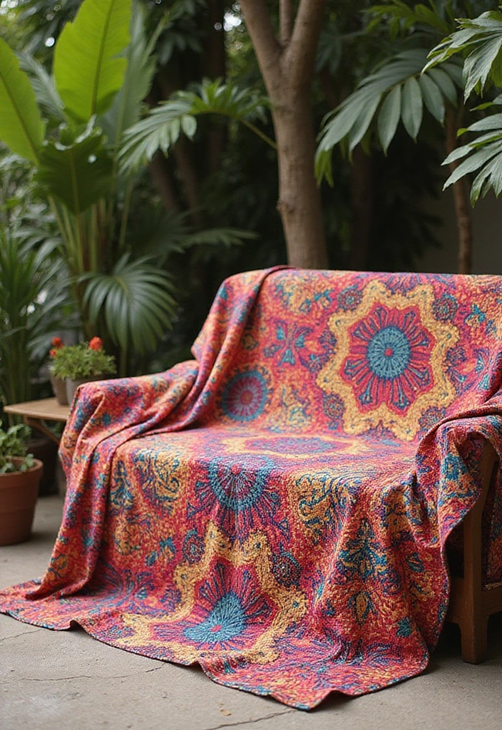 27 DIY Mehendi Decor Ideas at Home for Festive Celebrations - 16. Mehendi Themed Quilt or Throw