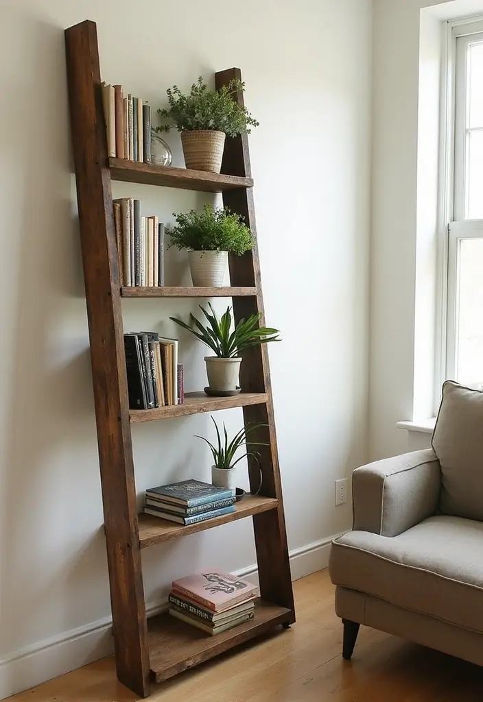27 DIY Room Decor Ideas Crafts Wall Art That Elevate Your Space - 22. Recycled Ladder Bookshelf