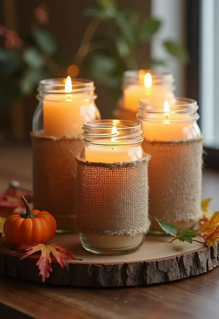 27 Dollar Tree Fall Decor DIY Craft Ideas on a Budget - 19. Crafty Candle Jars