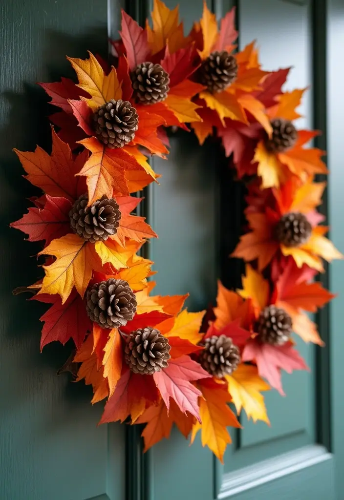 27 Dollar Tree Fall Decor DIY Craft Ideas on a Budget - 2. Leafy Wreath
