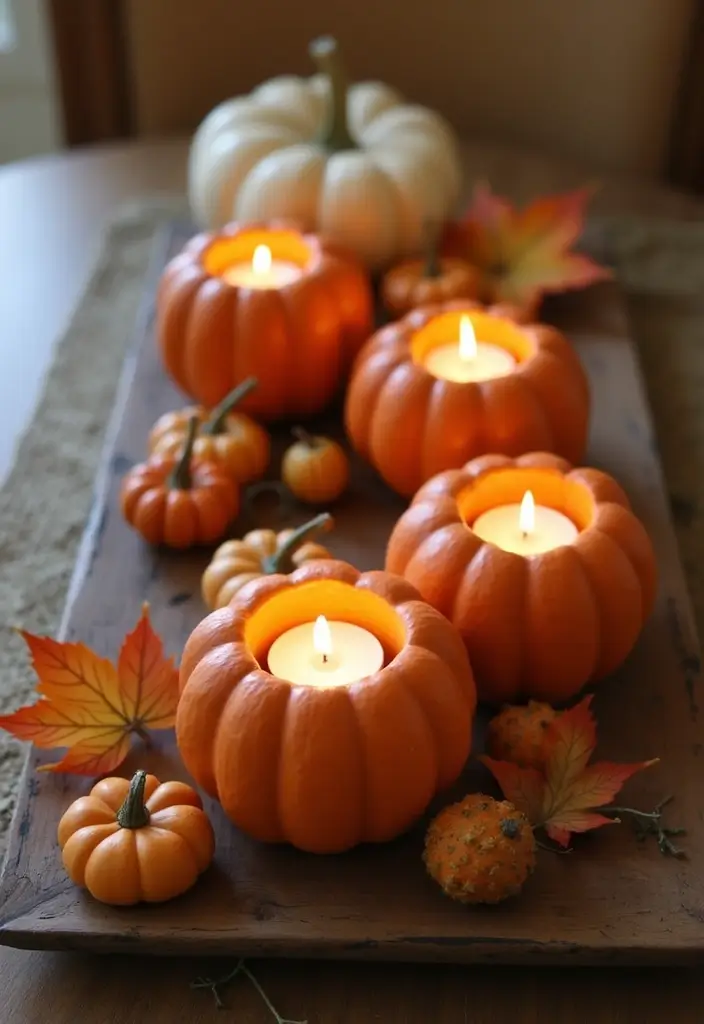 27 Dollar Tree Fall Decor DIY Craft Ideas on a Budget - 24. Decorative Pumpkin Votives