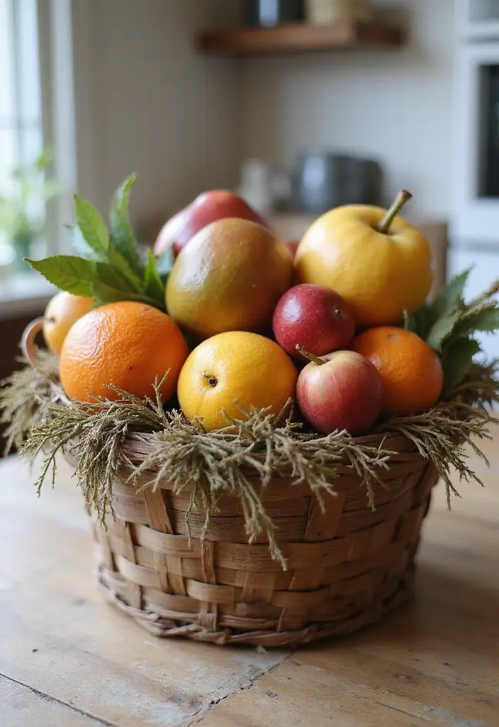 27 Dollar Tree Fall Decor DIY Craft Ideas on a Budget - 26. Rustic Fruit Basket
