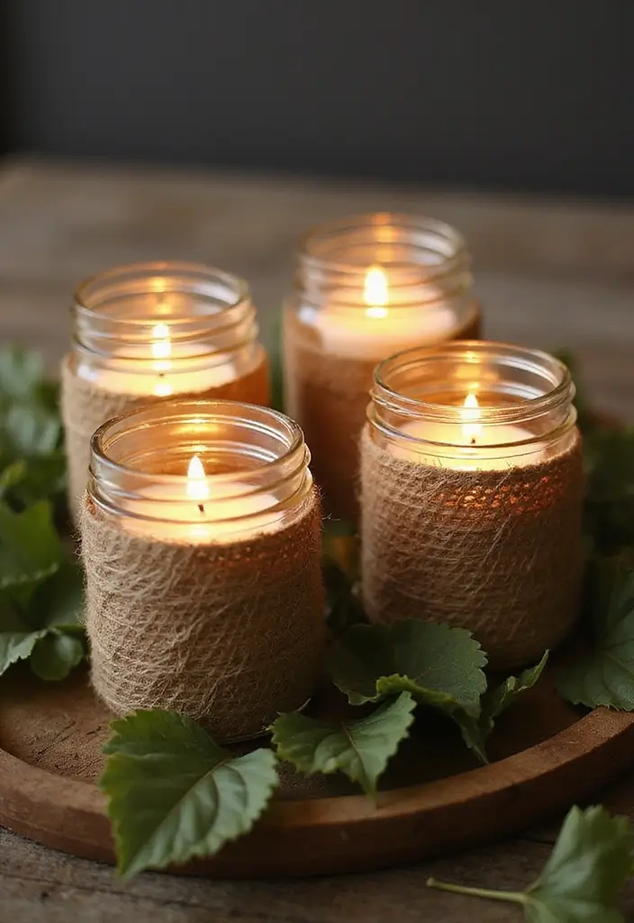 27 Dollar Tree Fall Decor DIY Craft Ideas on a Budget - 3. Mason Jar Votive Holders
