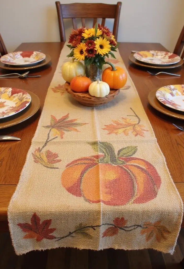 27 Dollar Tree Fall Decor DIY Craft Ideas on a Budget - 4. Harvest Table Runner