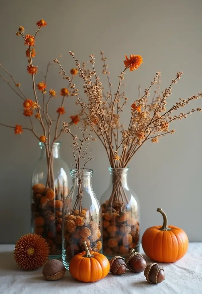 27 Dollar Tree Fall Decor DIY Craft Ideas on a Budget - 8. DIY Acorn Vases