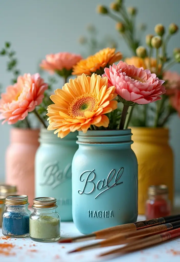 27 Dollar Tree Home Decor Ideas DIY Projects for Every Room - 1. Painted Mason Jars