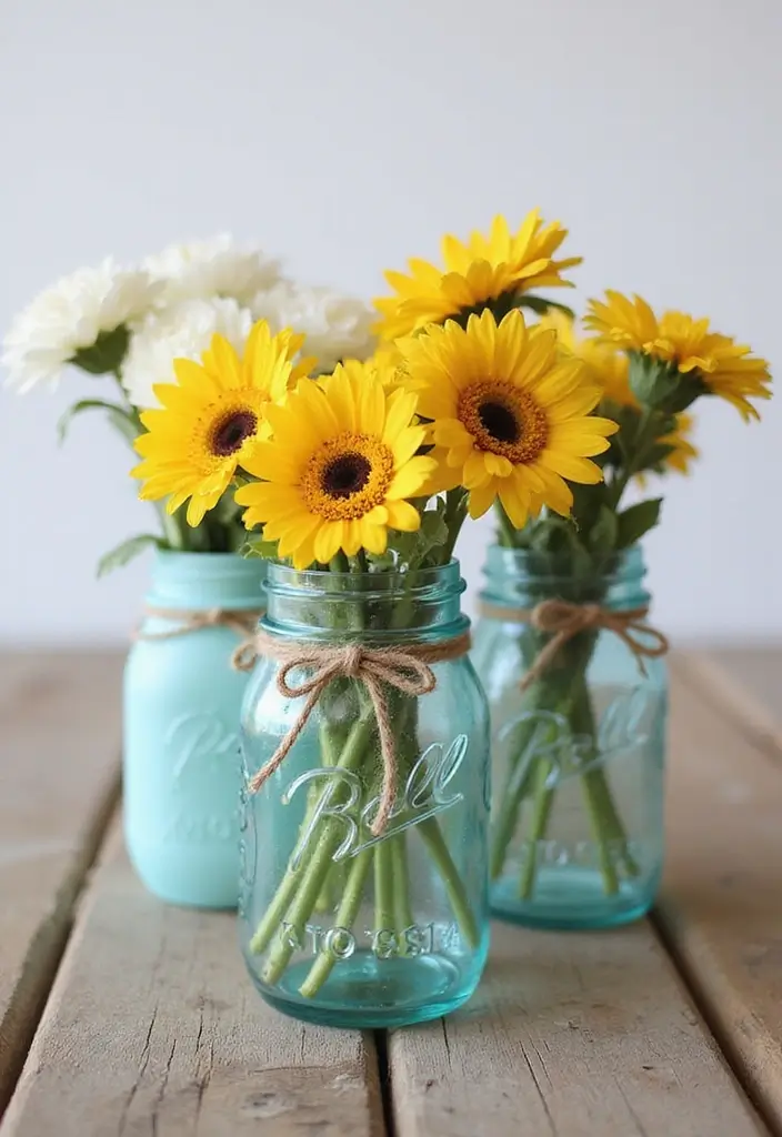 27 Easy DIY Crafts for Home Decor Anyone Can Try - 1. Upcycled Mason Jar Vases