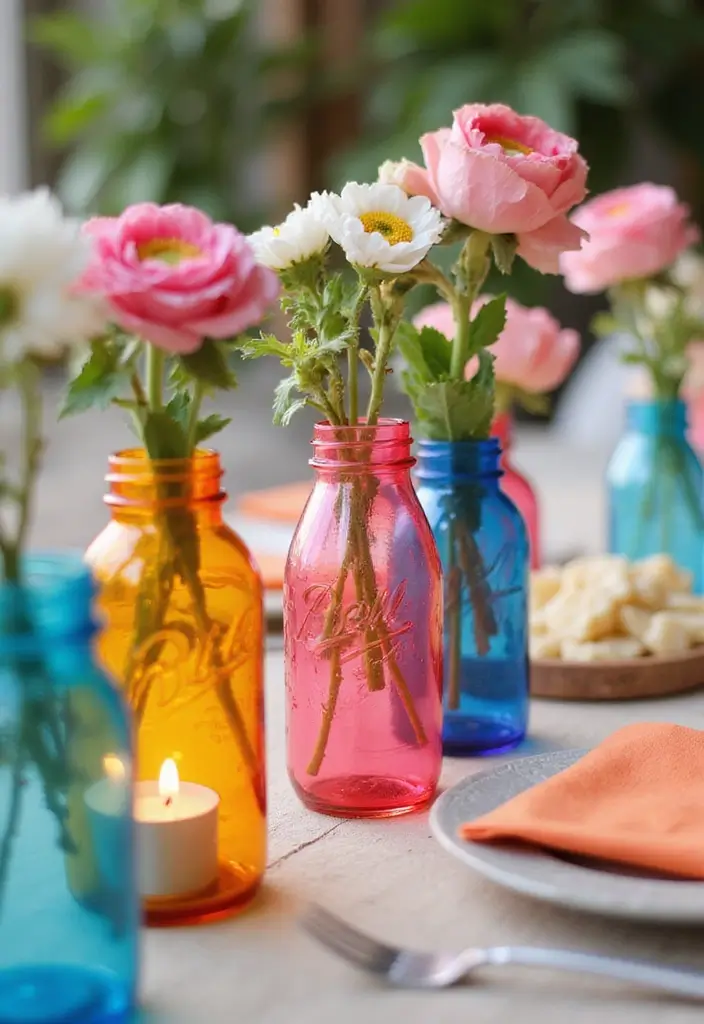 27 Easy DIY Crafts for Home Decor Anyone Can Try - 15. DIY Colored Glass Jars
