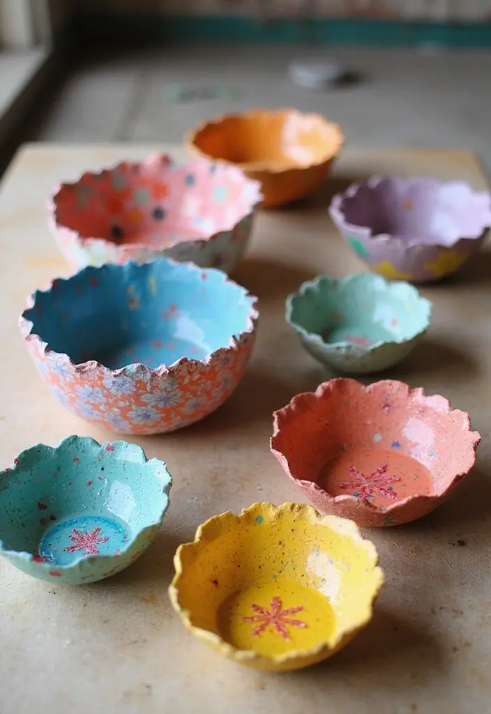 27 Easy DIY Crafts for Home Decor Anyone Can Try - 19. DIY Paper Mache Bowls