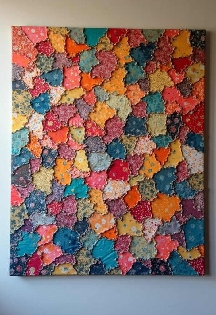 27 Easy DIY Crafts for Home Decor Anyone Can Try - 5. Fabric Scrap Wall Art