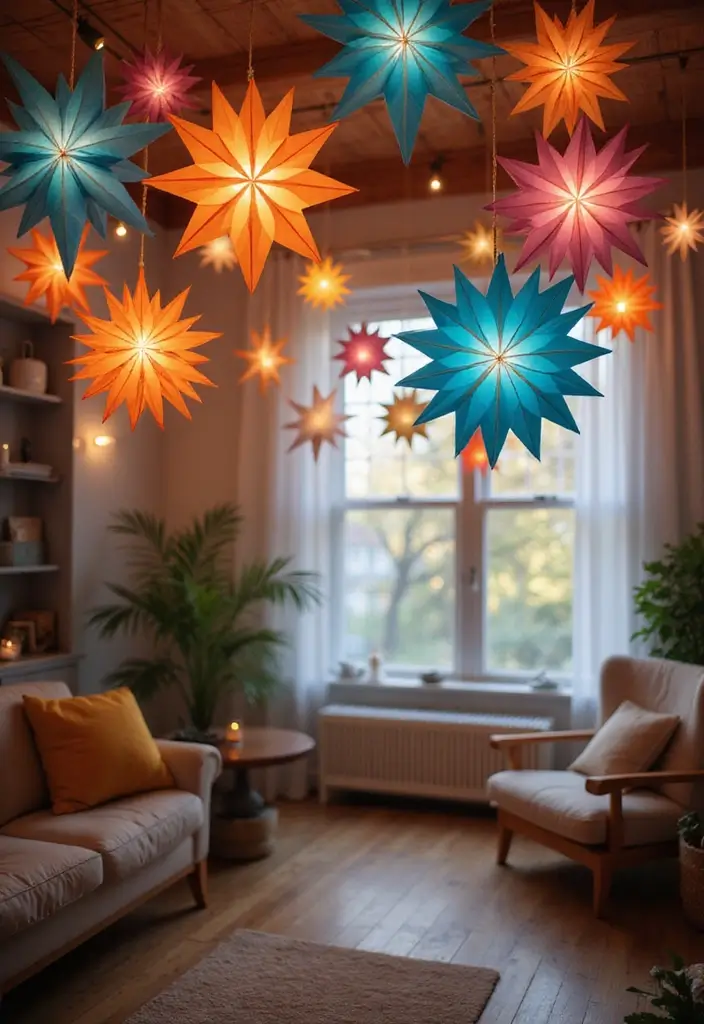 27 Paper Crafts Room Decor Easy DIY for Affordable Style - 19. Paper Stars for Ceiling Decor