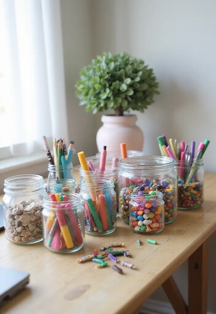 27 Room Decor Ideas DIY for Teens That Transform Their Space - 3. Repurposed Jar Organizers