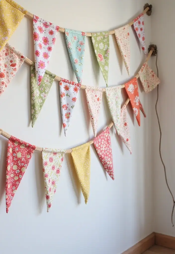 27 Simple Room Decor Ideas Easy DIY You’ll Love - 20. DIY Fabric Bunting