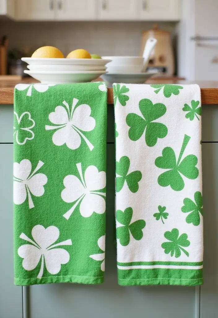 27 St Patrick’s Day Home Decor DIY Ideas Full of Green Charm - 18. Green Dish Towels