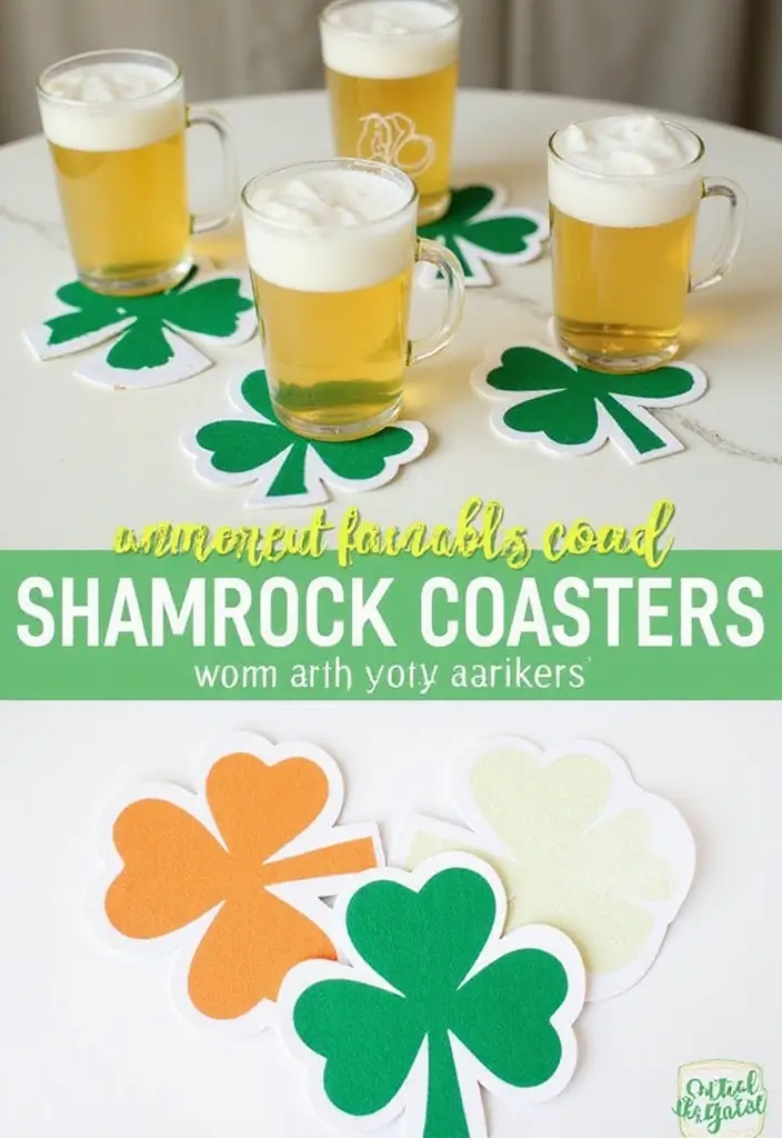 27 St Patrick’s Day Home Decor DIY Ideas Full of Green Charm - 9. DIY Coasters