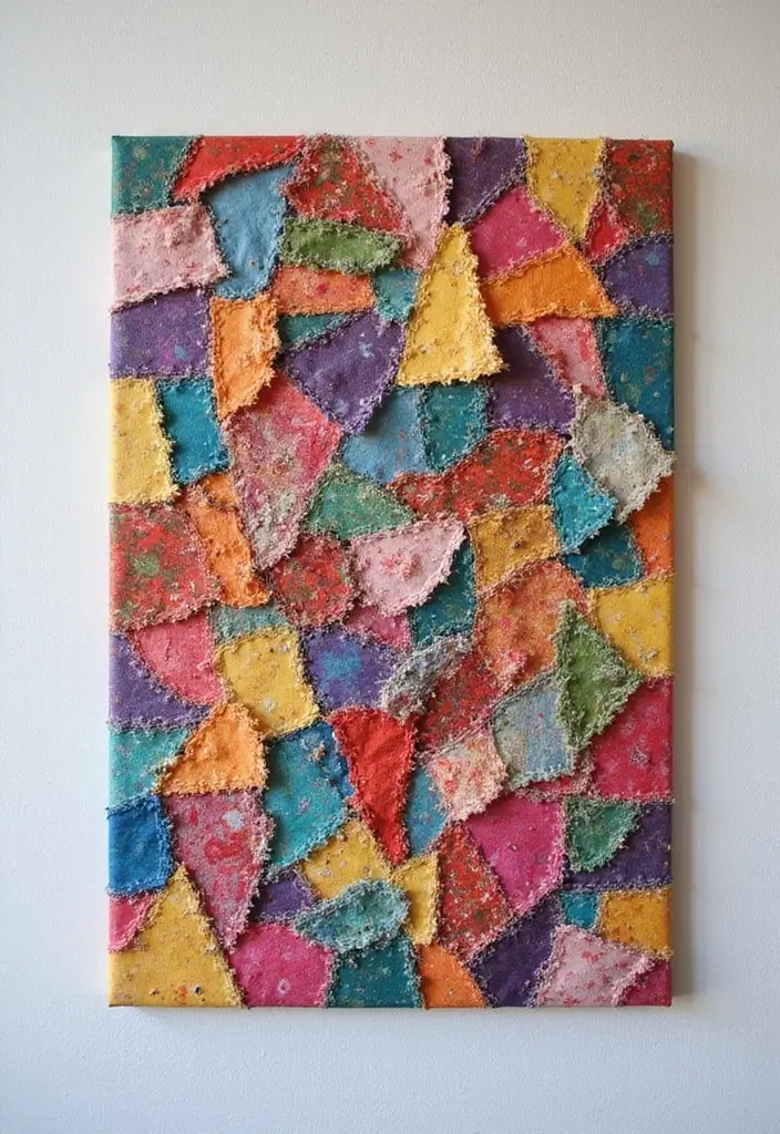 28 Easy DIY Room Decor Wall Art Craft Ideas for Every Style - 23. DIY Fabric Scrap Wall Art