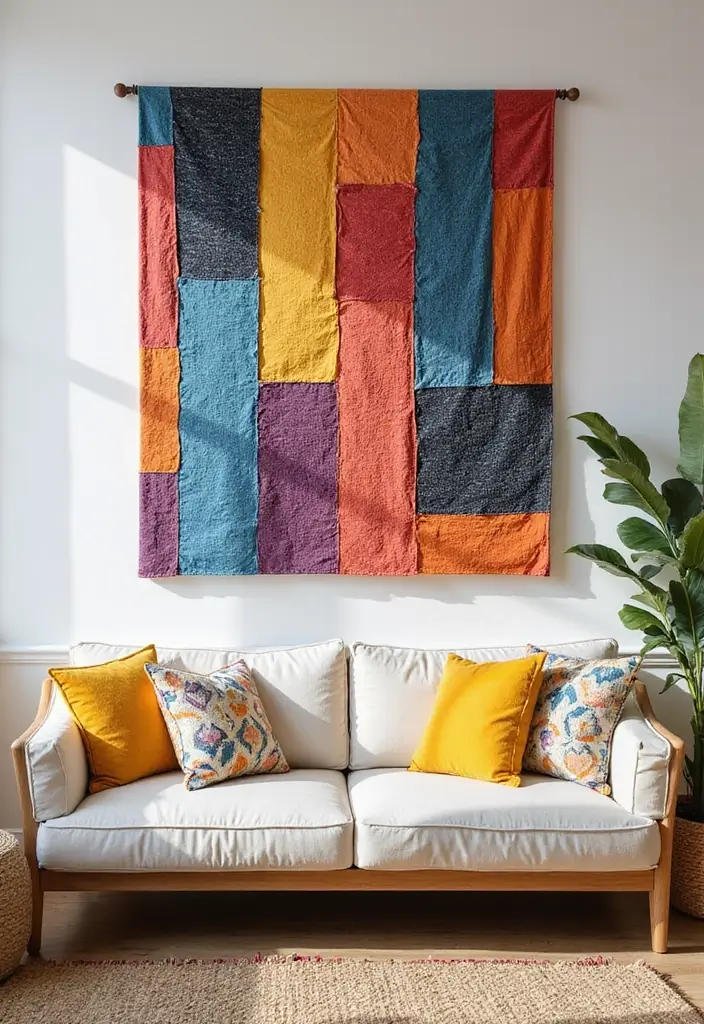 30 Cheap DIY Home Decor Easy Creative Ways to Refresh Your Space - 3. Fabric Wall Art