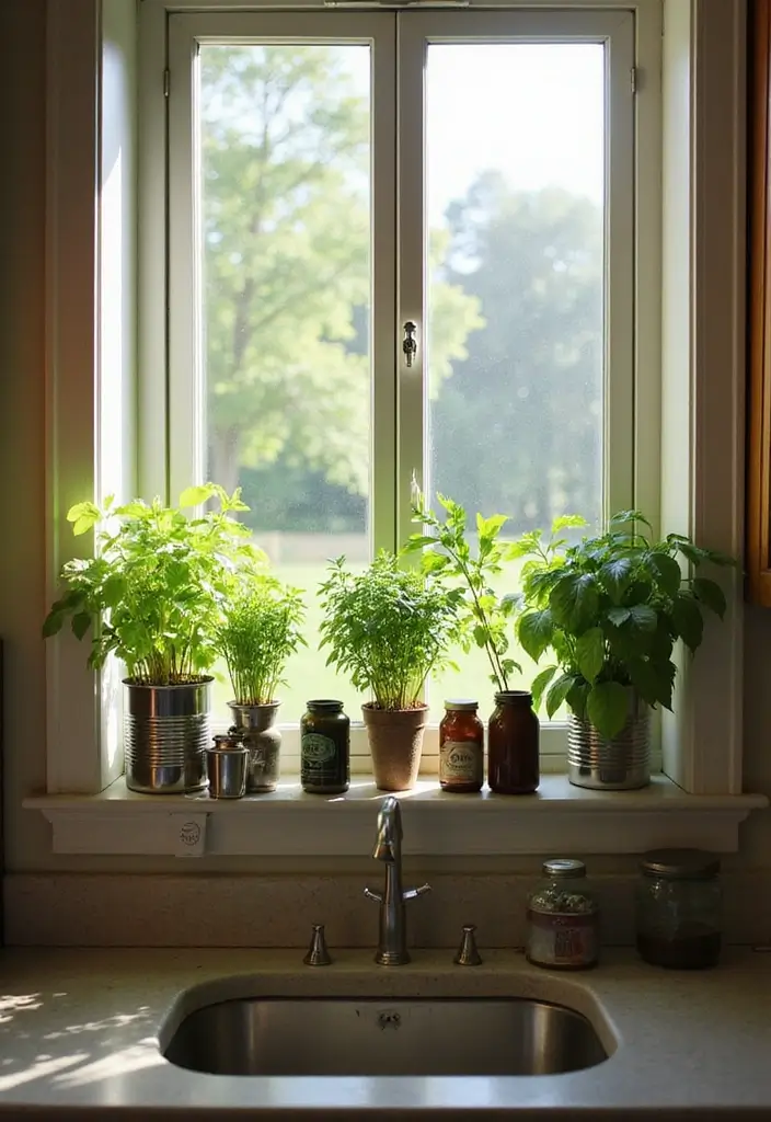 30 Cheap DIY Home Decor Easy Creative Ways to Refresh Your Space - 5. Herb Garden in Repurposed Containers