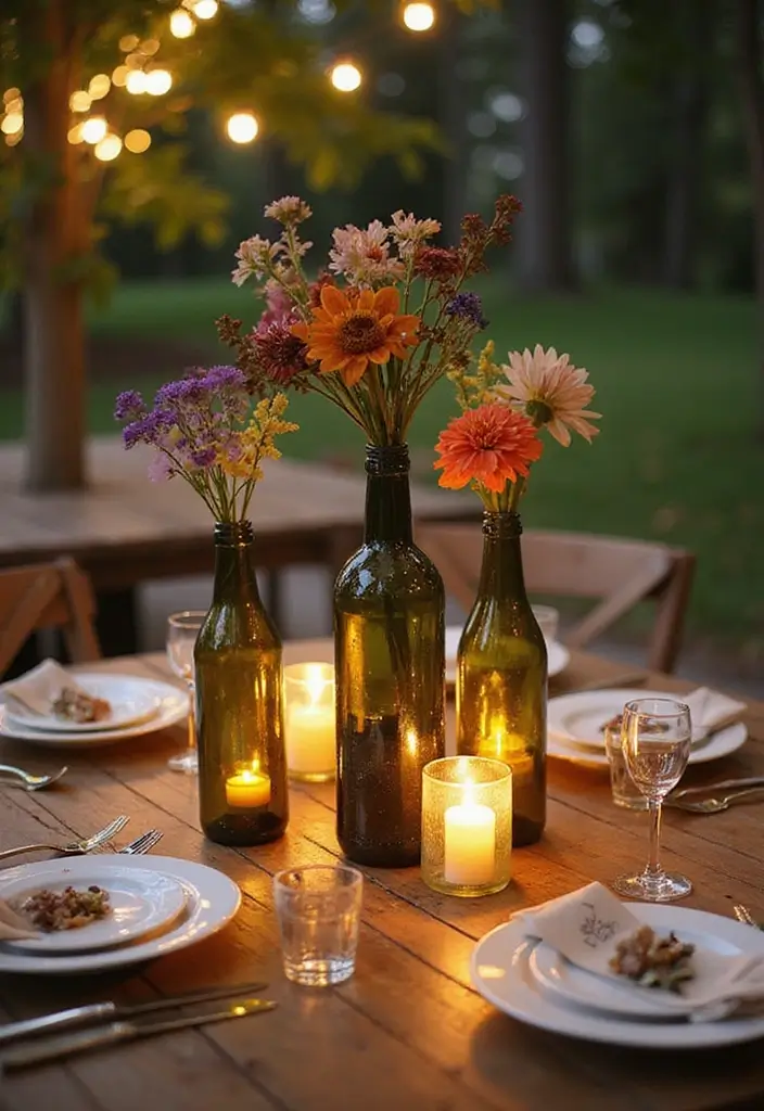 30 Christmas Party Decor Ideas Easy DIY for Magical Gatherings - 1. Upcycled Wine Bottle Centerpieces