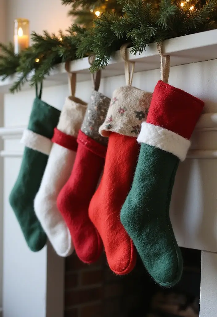 30 Christmas Party Decor Ideas Easy DIY for Magical Gatherings - 19. Handmade Felt Stockings