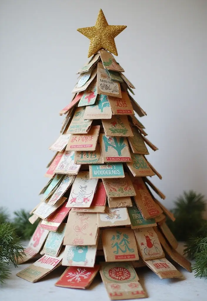30 Christmas Party Decor Ideas Easy DIY for Magical Gatherings - 23. Recycled Card Christmas Tree