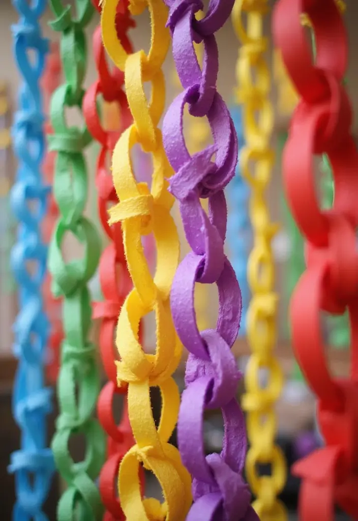 30 Christmas Party Decor Ideas Easy DIY for Magical Gatherings - 25. Colorful Paper Chain Decor