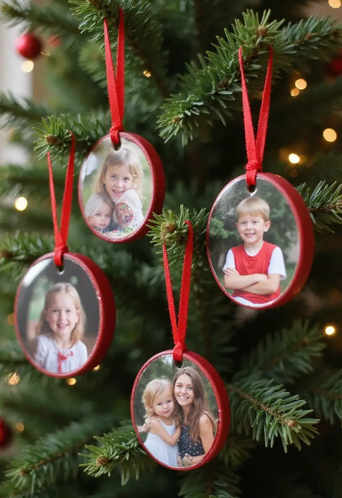 30 Christmas Party Decor Ideas Easy DIY for Magical Gatherings - 28. Personalized Family Photo Ornaments