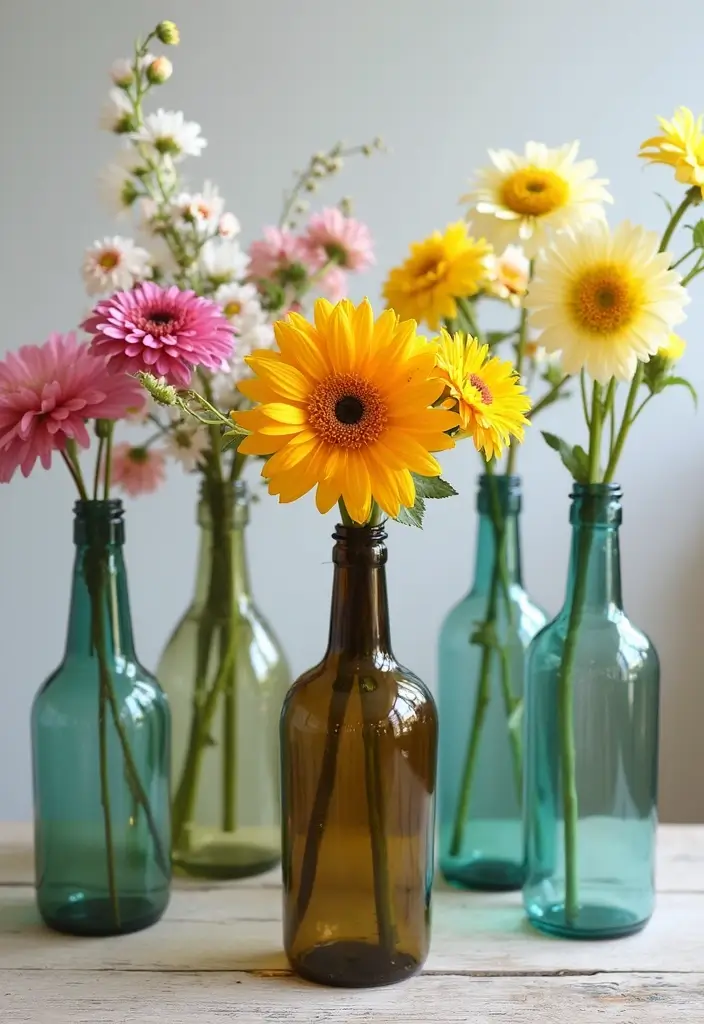 30 DIY Arts and Crafts for Adults: Home Decor Fun Projects to Brighten Your Space - 19. DIY Upcycled Bottle Vases