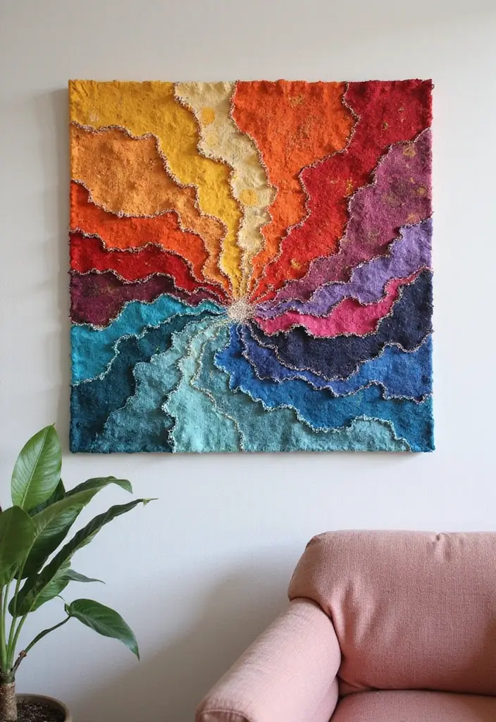 30 DIY Arts and Crafts for Adults: Home Decor Fun Projects to Brighten Your Space - 2. Fabric Scrap Wall Art