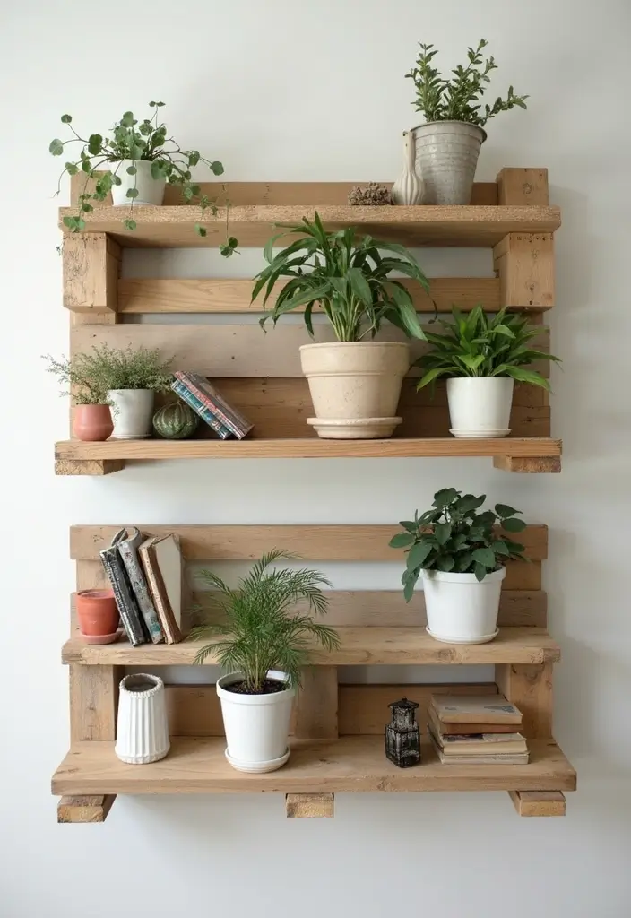 30 DIY Arts and Crafts for Adults: Home Decor Fun Projects to Brighten Your Space - 5. Upcycled Pallet Shelves