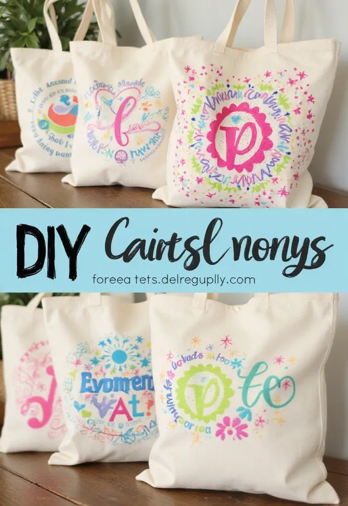 30 DIY Arts and Crafts for Adults: Home Decor Fun Projects to Brighten Your Space - 6. DIY Canvas Tote Bags