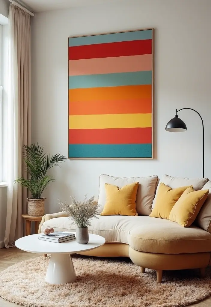 30 DIY Canvas Art Easy Wall Decor You Can Paint at Home - 16. Colorful Canvas Stripes