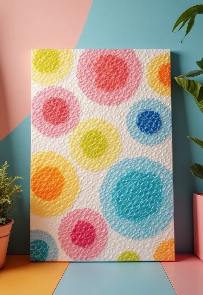 30 DIY Canvas Art Easy Wall Decor You Can Paint at Home - 18. Bubble Wrap Printing