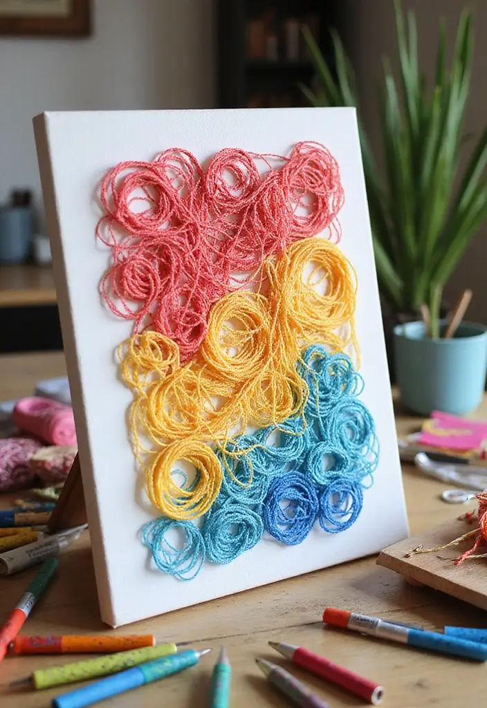 30 DIY Canvas Art Easy Wall Decor You Can Paint at Home - 19. String Art on Canvas