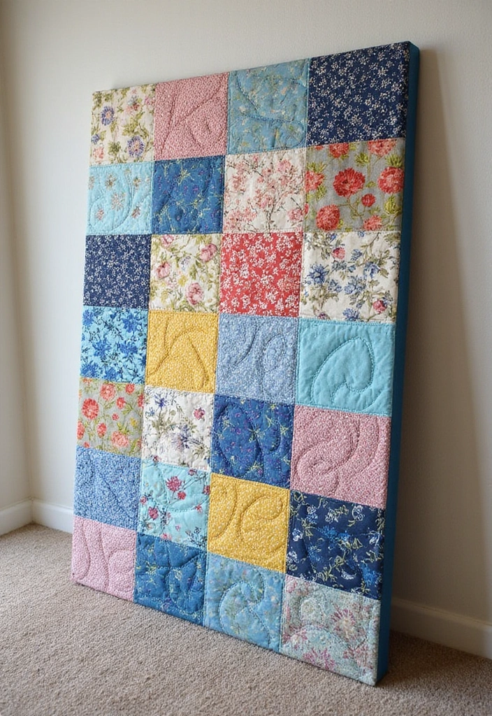 30 DIY Canvas Art Easy Wall Decor You Can Paint at Home - 25. Quilted Canvas Art