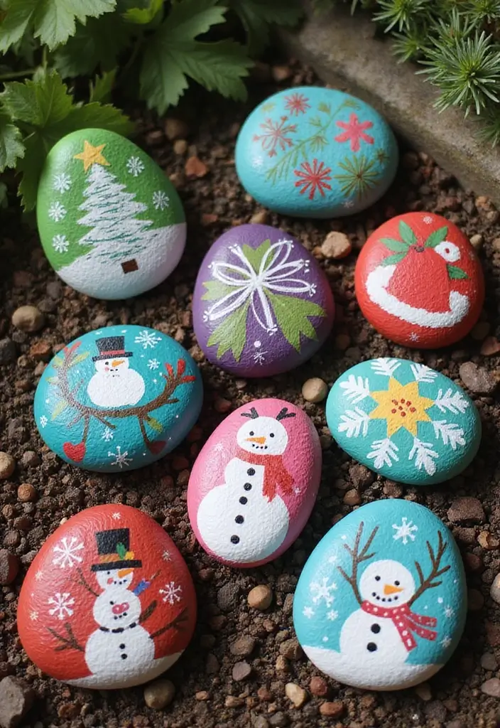 30 DIY Christmas Decorations for Home Decor Full of Holiday Spirit - 13. Painted Rocks