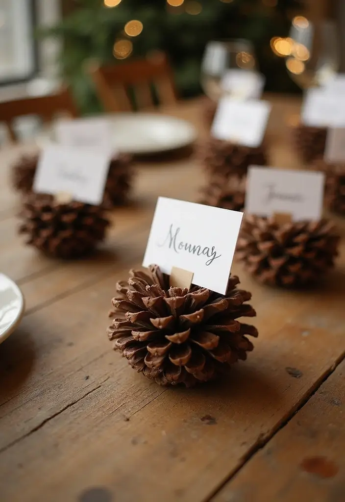 30 DIY Christmas Decorations for Home Decor Full of Holiday Spirit - 24. Pinecone Place Card Holders