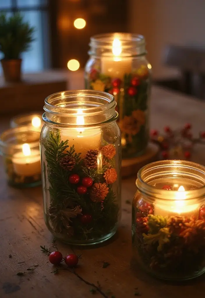 30 DIY Christmas Decorations for Home Decor Full of Holiday Spirit - 7. Mason Jar Candle Holders