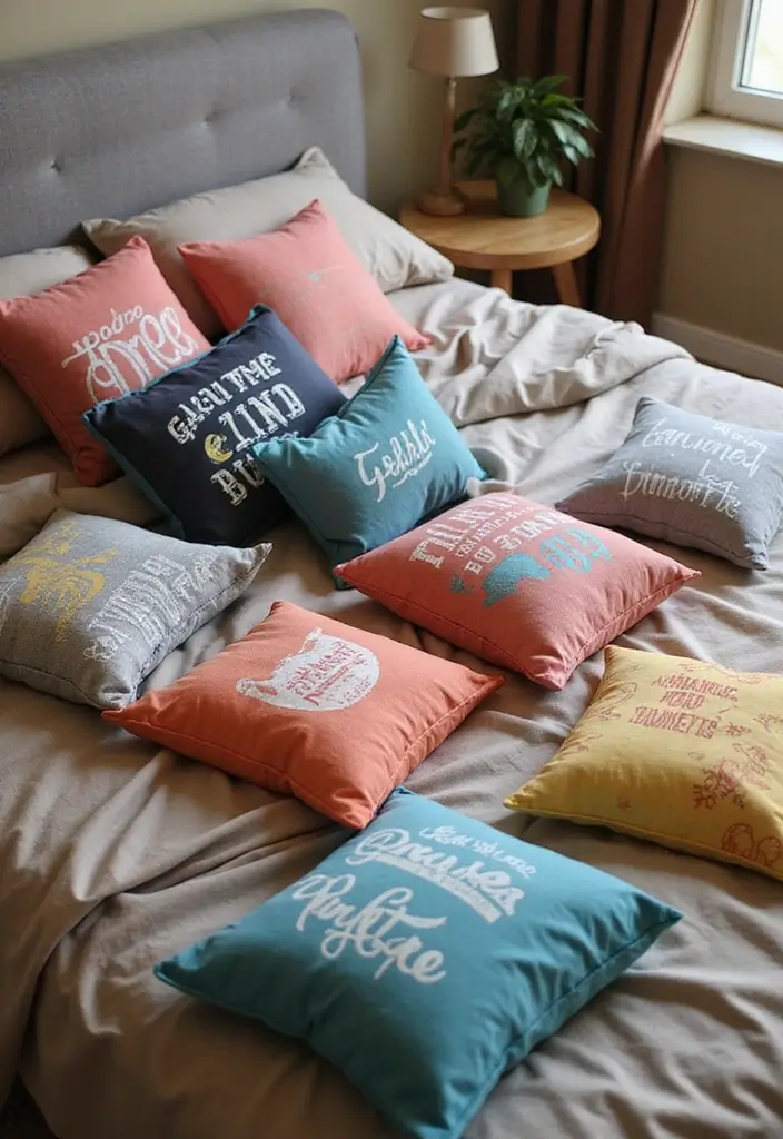 30 DIY Home Decor Easy Bedroom Craft Ideas for a Cozy Vibe - 19. Upcycled T-Shirt Pillow