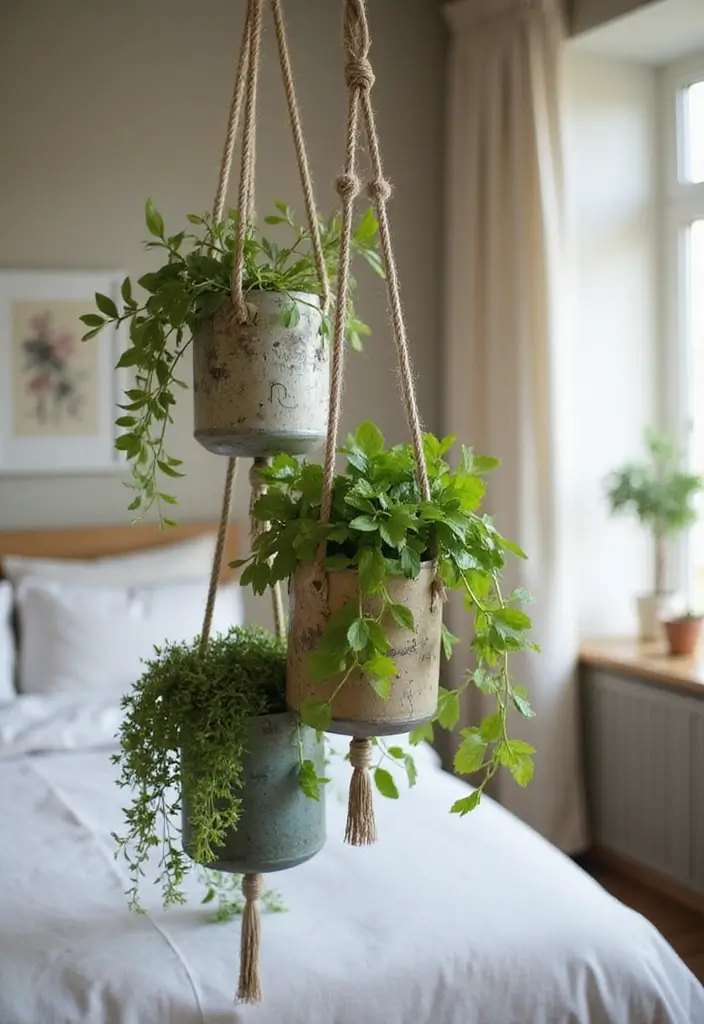 30 DIY Home Decor Easy Bedroom Craft Ideas for a Cozy Vibe - 24. Nature-Inspired Hanging Planters