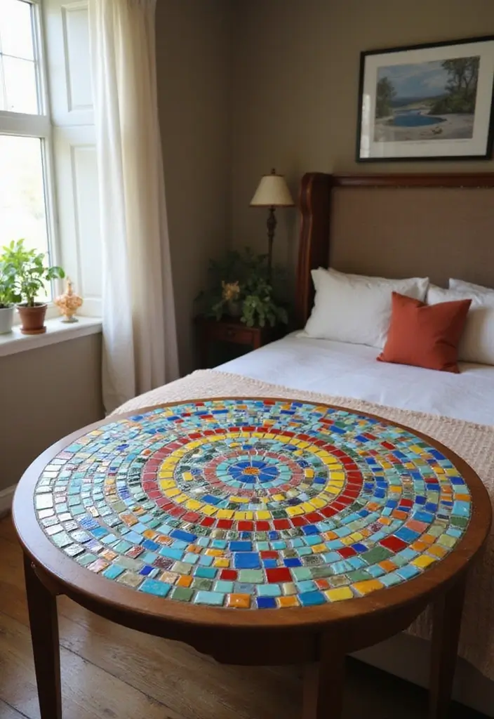 30 DIY Home Decor Easy Bedroom Craft Ideas for a Cozy Vibe - 25. DIY Mosaic Table