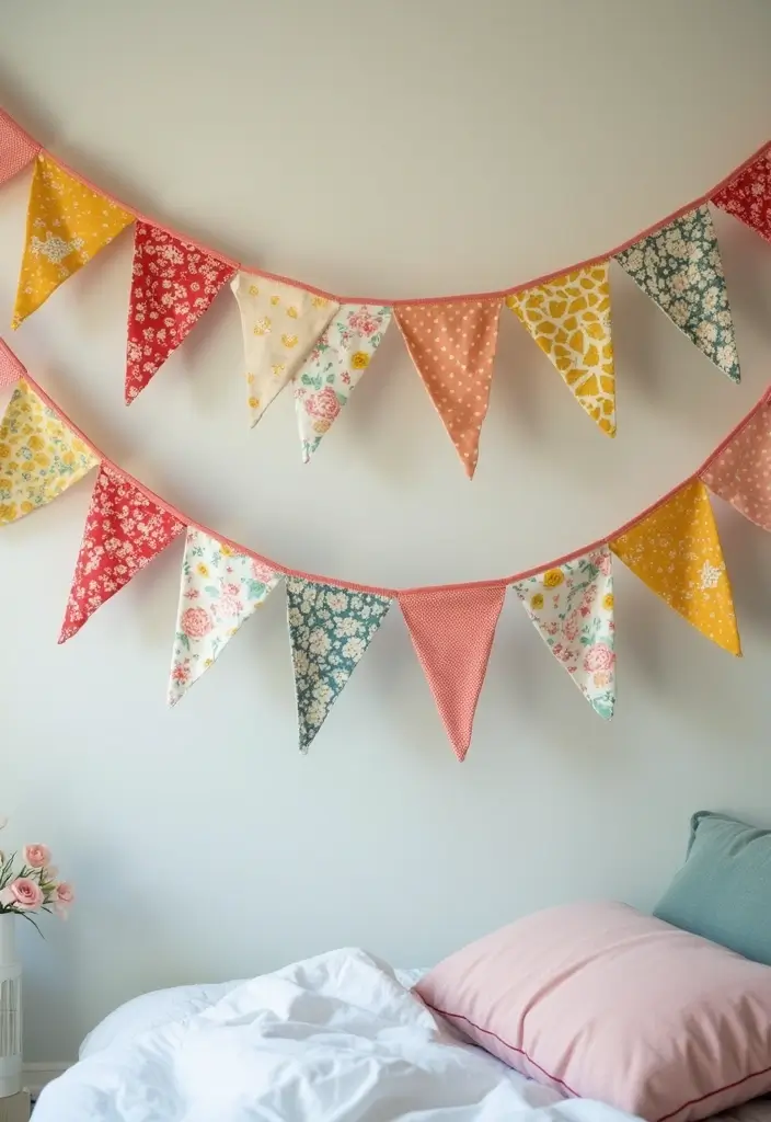 30 DIY Home Decor Easy Bedroom Craft Ideas for a Cozy Vibe - 4. Fabric Scrap Garland