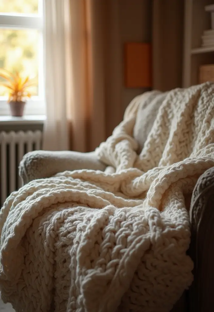 30 DIY Home Decor Easy Bedroom Craft Ideas for a Cozy Vibe - 9. Cozy Knitted Blanket