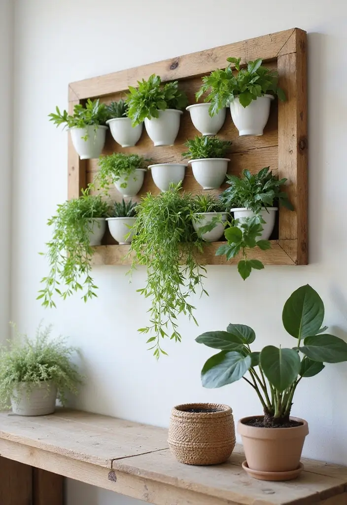 30 DIY Living Room Decor on a Budget That Looks High-End - 13. Planted Wall Art