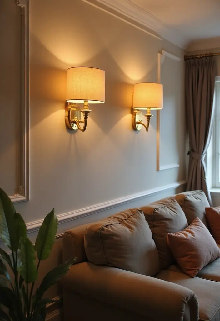 30 DIY Living Room Decor on a Budget That Looks High-End - 17. Decorative Wall Sconces